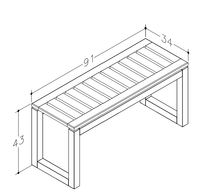 Benk heltre eik